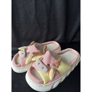 Women Cow Slippers Cartoon Soft Cloud Platform Indoor Shoes Thick Sole Size 8